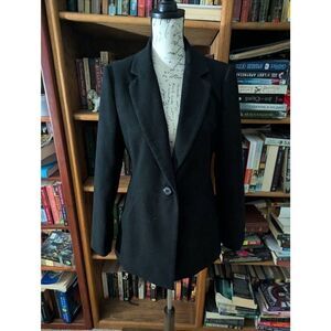 Vintage Aishty Women’s Medium Black Single Button Blazer Jacket Coat